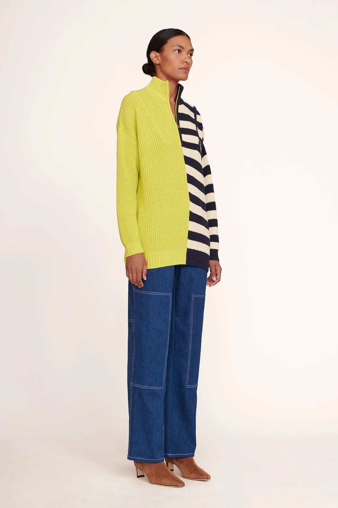 HAMPTON SWEATER | CHARTREUSE TWO TONE STRIPE sold by STAUD product image thumbnail 3