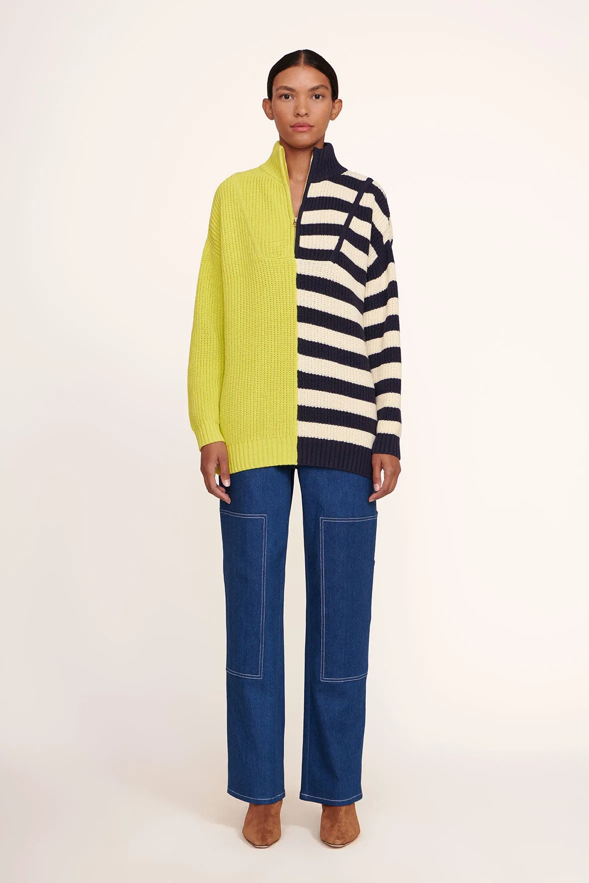 HAMPTON SWEATER | CHARTREUSE TWO TONE STRIPE sold by STAUD product image thumbnail 2