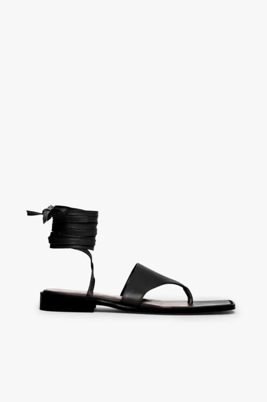 ALEXANDRE LACE UP SANDAL | BLACK sold by STAUD