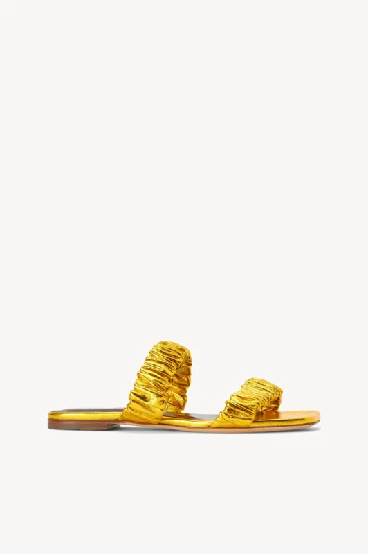 MAYA RUCHED SANDAL | GOLD sold by STAUD