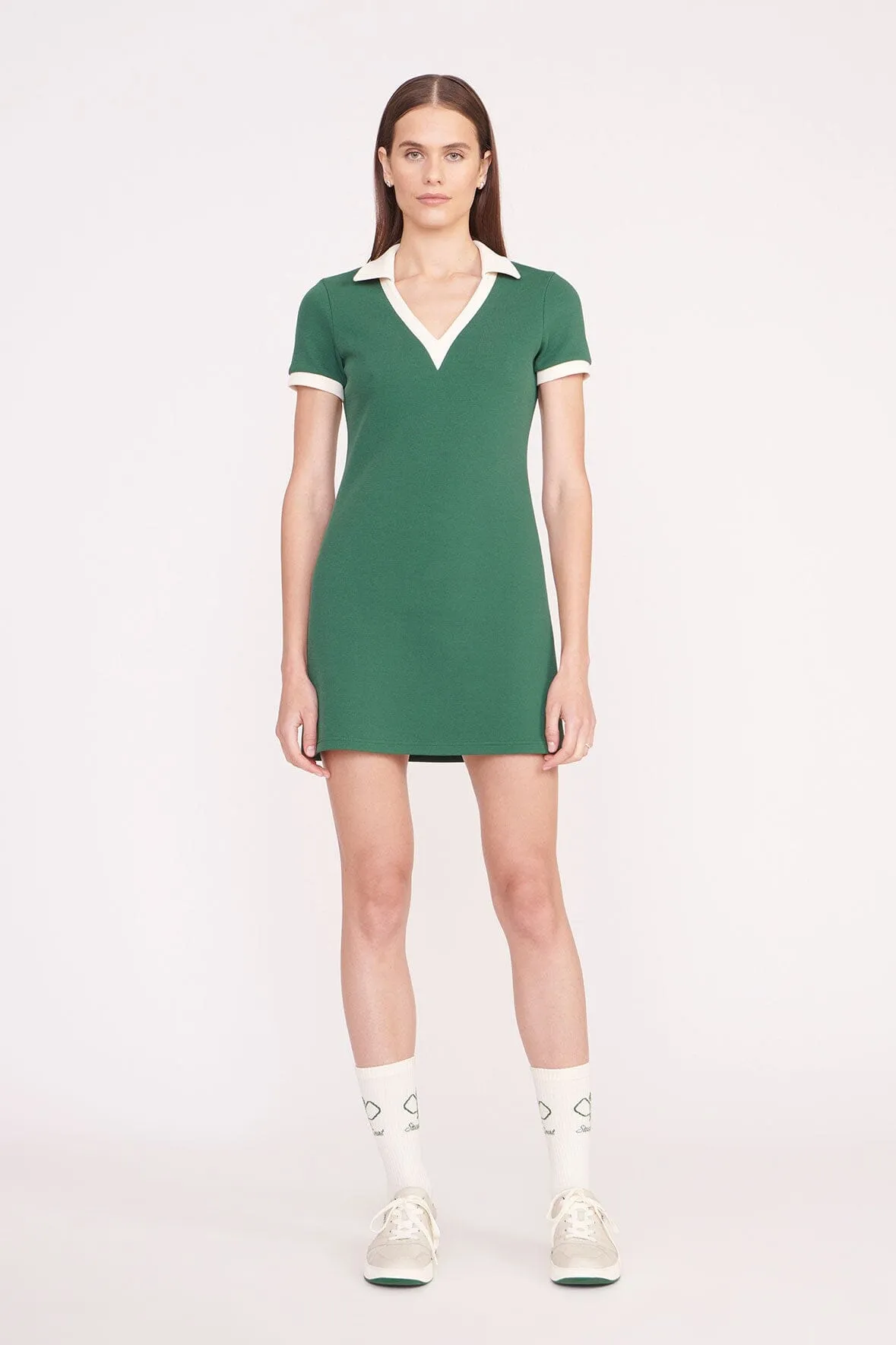VOLLEY DRESS | COURT GREEN IVORY sold by STAUD