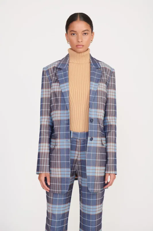 CITY BLAZER | FRENCH BLUE MEGA PLAID sold by STAUD