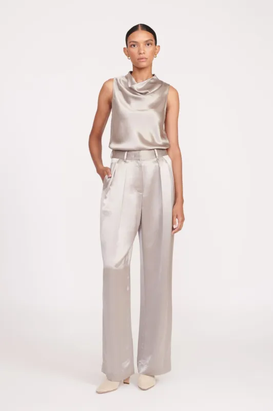 LUISA PANT | SILVER SATIN sold by STAUD