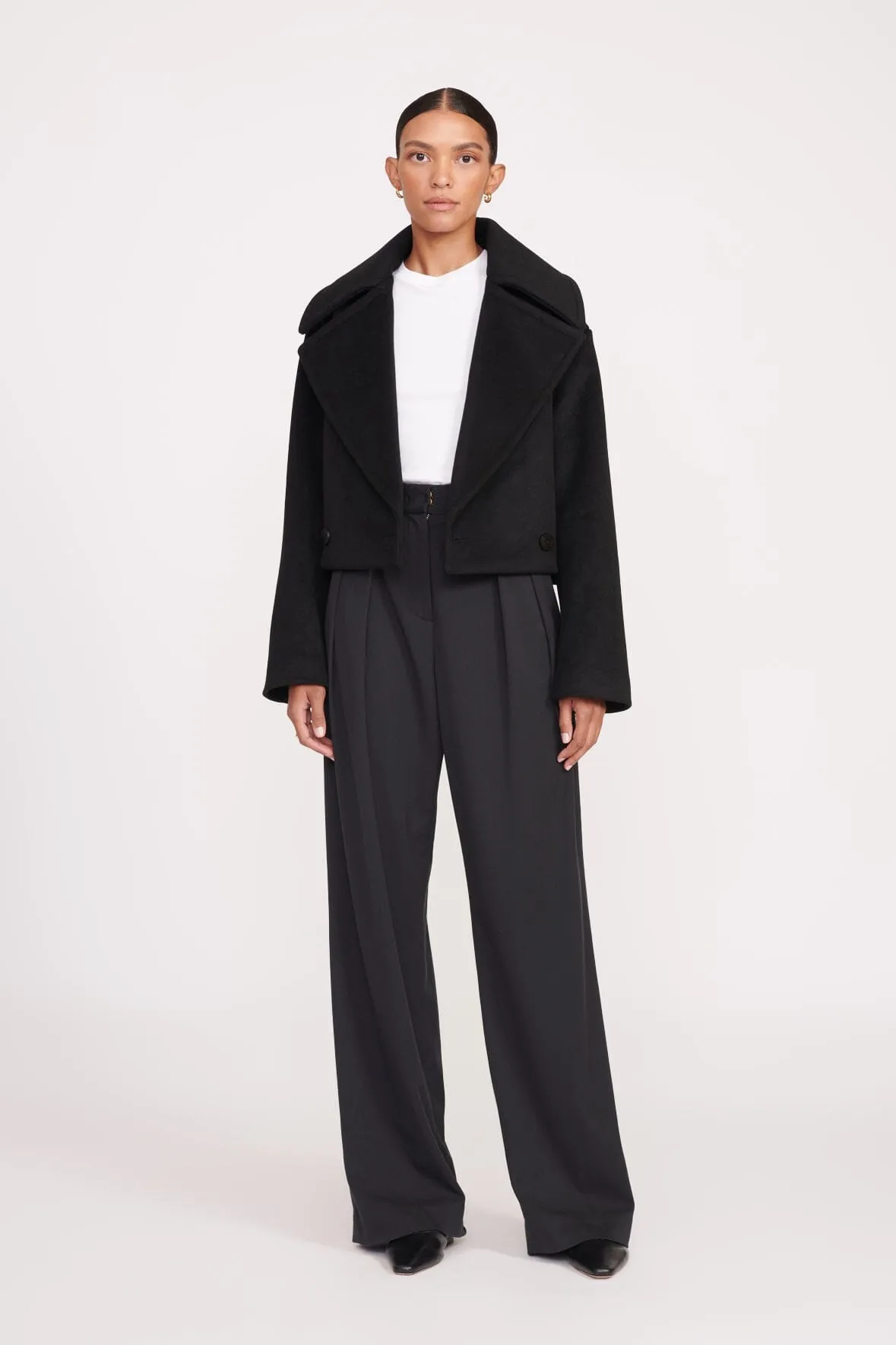 CARVER CROPPED COAT | BLACK sold by STAUD product image thumbnail 4