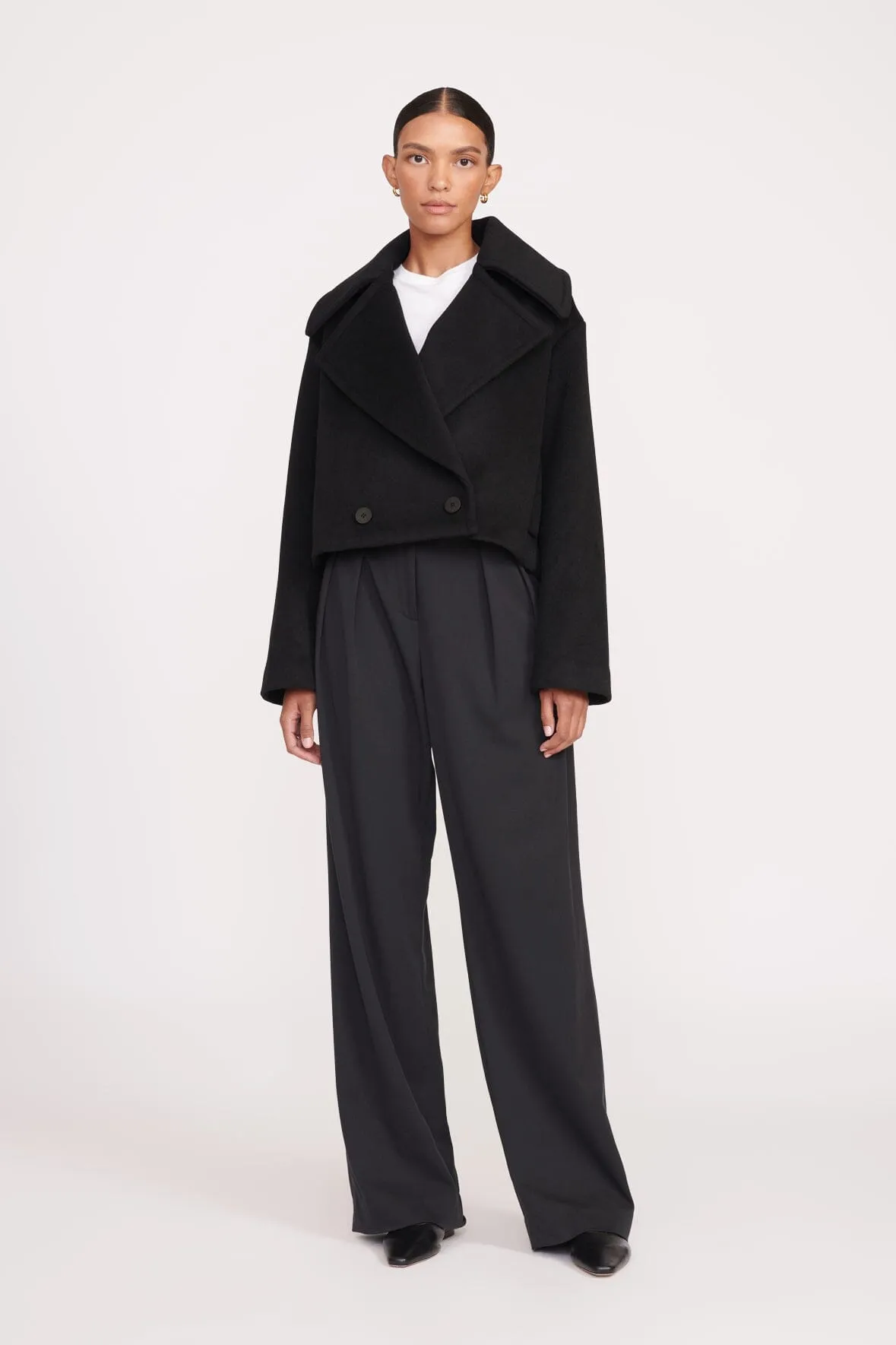 CARVER CROPPED COAT | BLACK sold by STAUD product image thumbnail 2