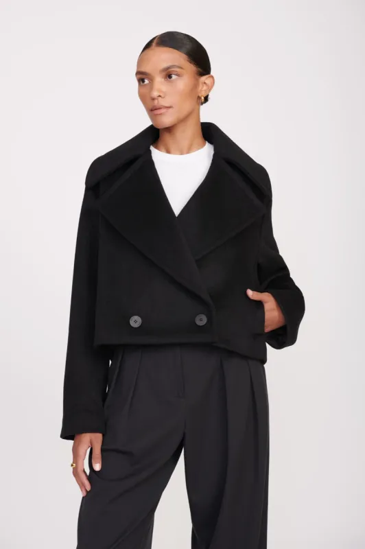 CARVER CROPPED COAT | BLACK sold by STAUD