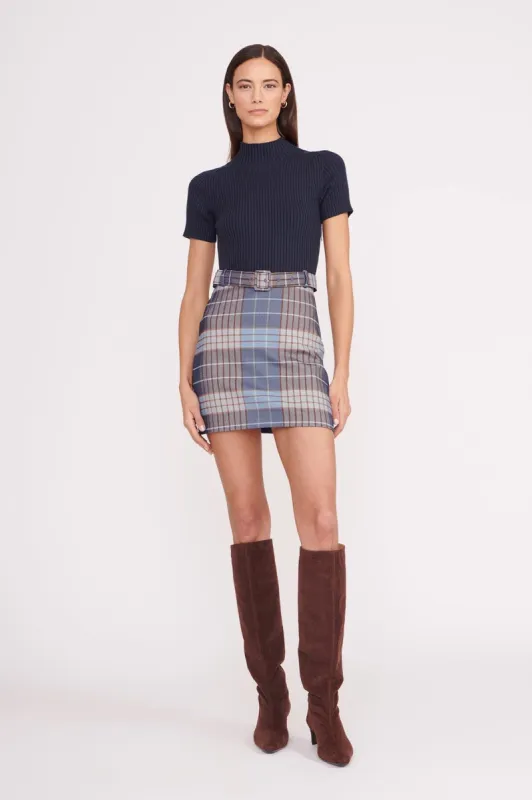 PATSY DRESS | FRENCH BLUE MEGA PLAID NAVY sold by STAUD