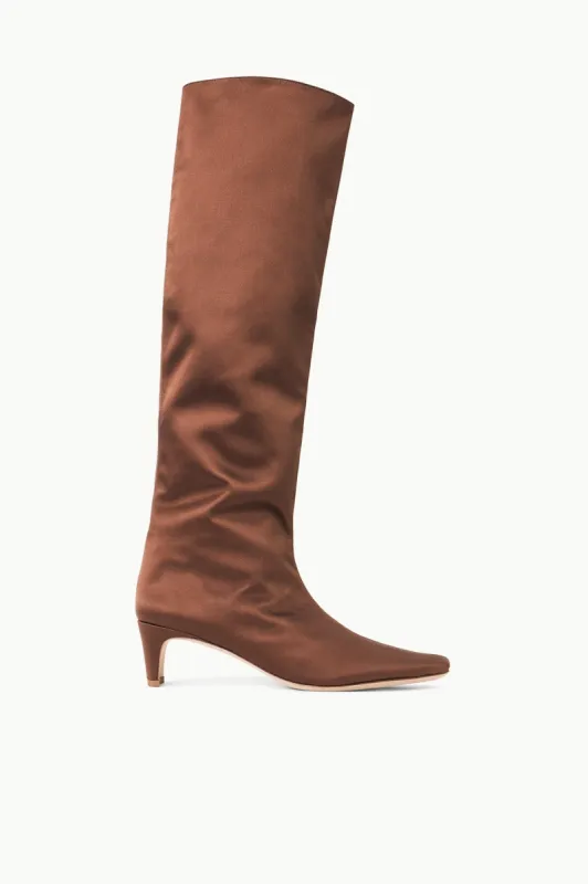 WALLY BOOT | CLOVE SATIN sold by STAUD