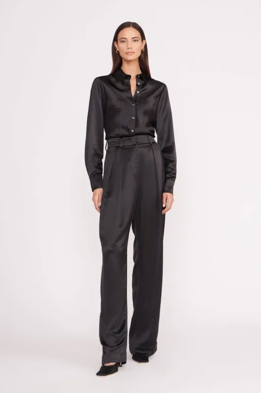 LUISA PANT | BLACK SATIN sold by STAUD