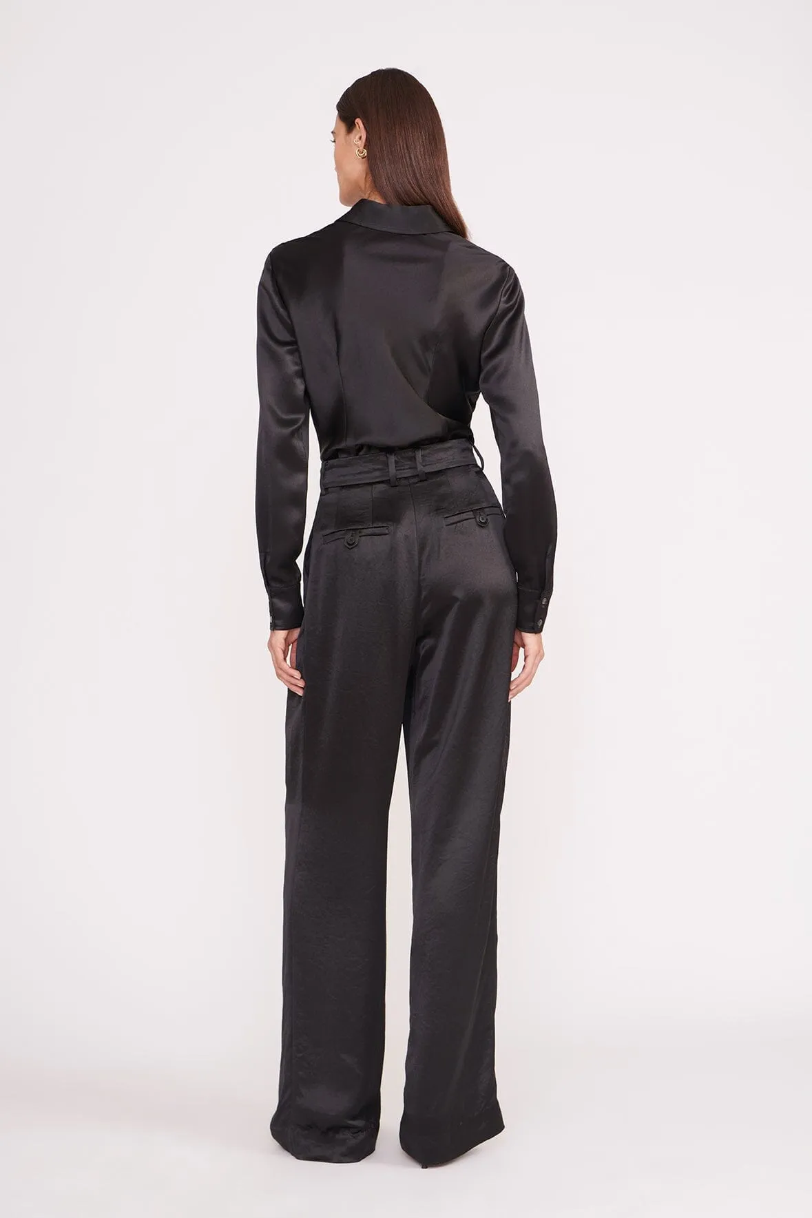LUISA PANT | BLACK SATIN sold by STAUD product image thumbnail 4