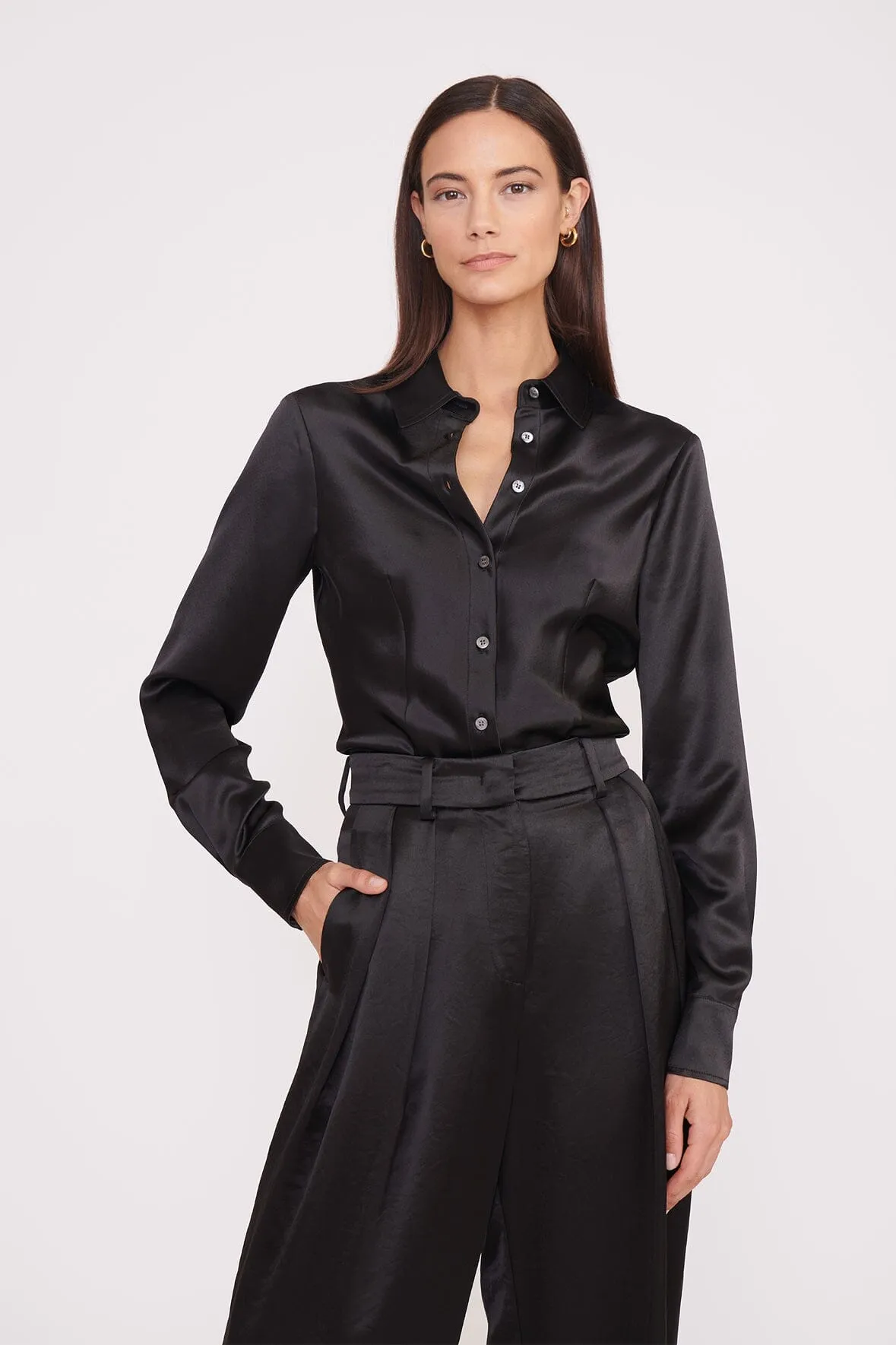 LUISA PANT | BLACK SATIN sold by STAUD product image thumbnail 2