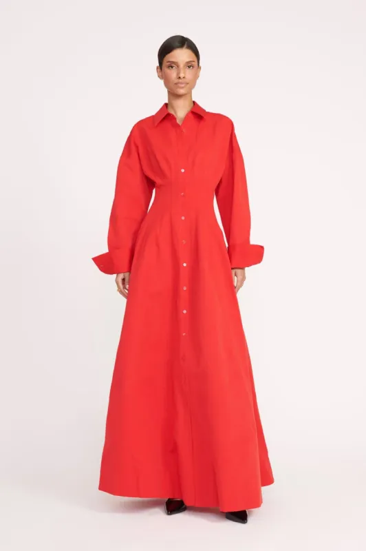 WINONA DRESS | POINSETTIA sold by STAUD