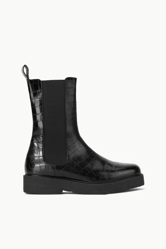 PALAMINO BOOT | BLACK FAUX CROC sold by STAUD