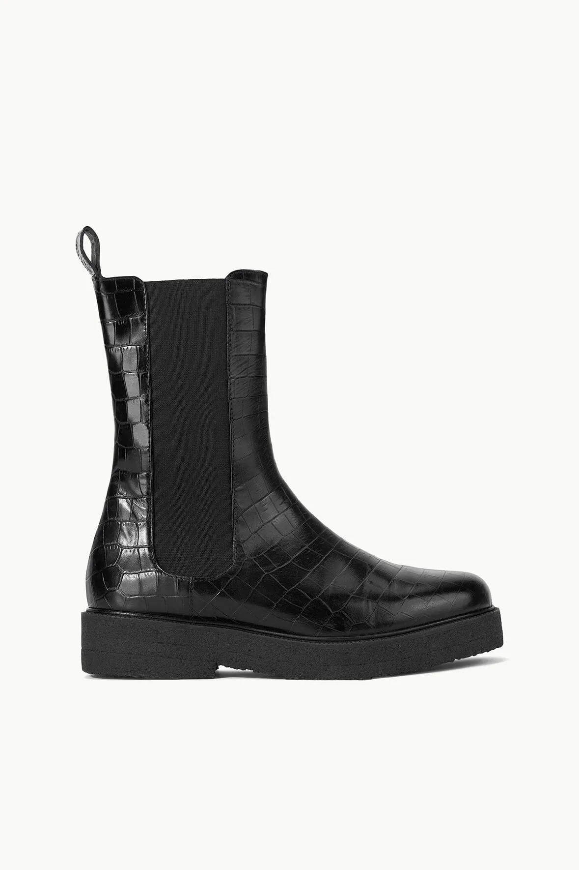 PALAMINO BOOT | BLACK FAUX CROC sold by STAUD
