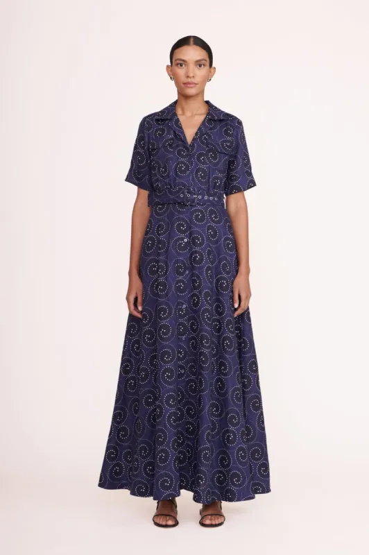 MILLIE DRESS | NAVY WHIRLPOOL sold by STAUD