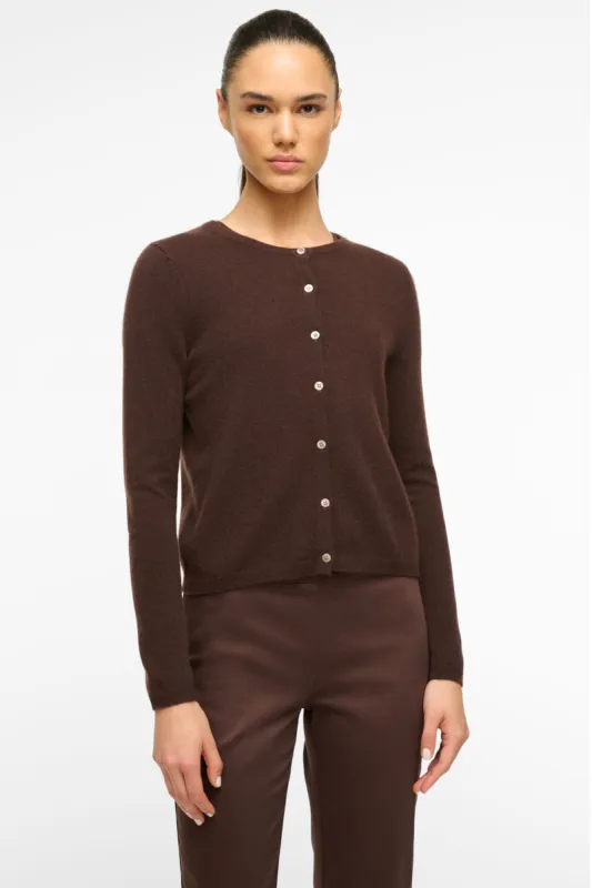 MIDNIGHT CASHMERE CARDIGAN | DARK CHOCOLATE sold by STAUD