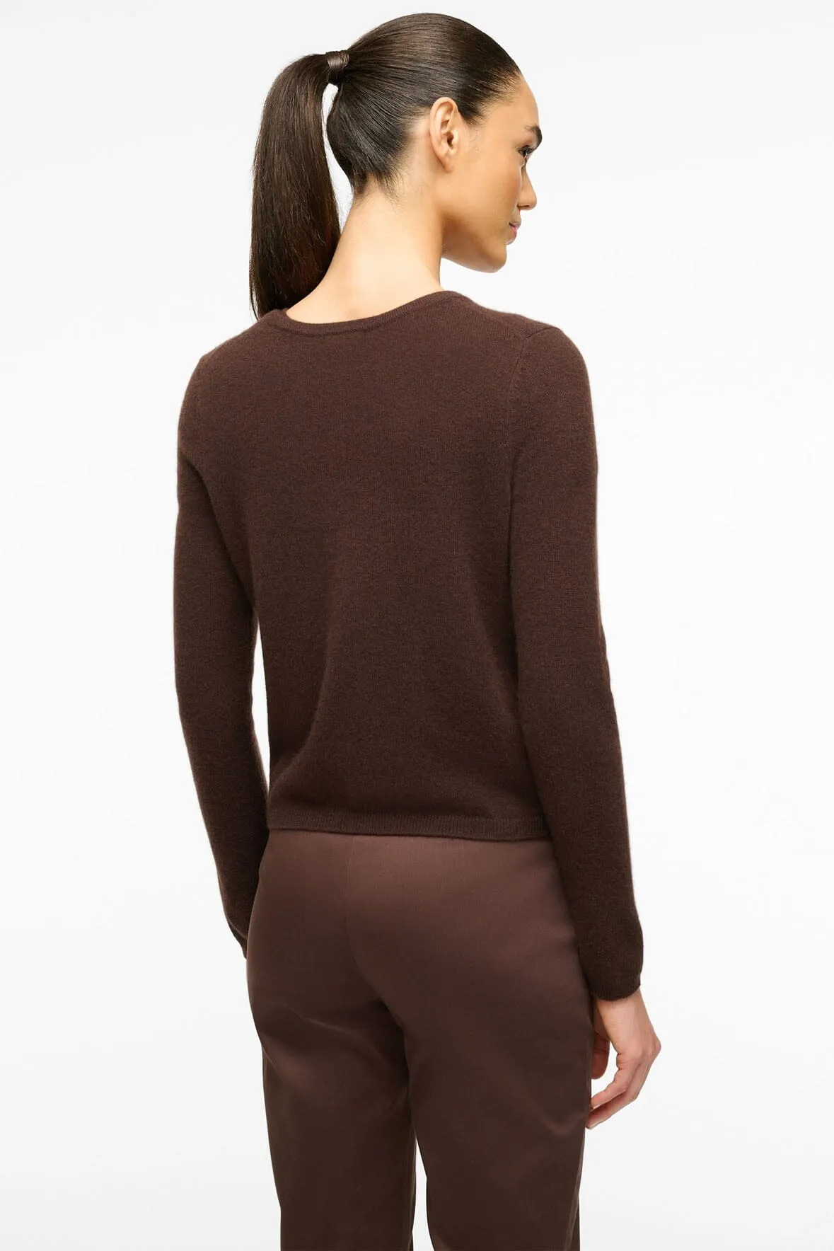 MIDNIGHT CASHMERE CARDIGAN | DARK CHOCOLATE sold by STAUD product image thumbnail 4
