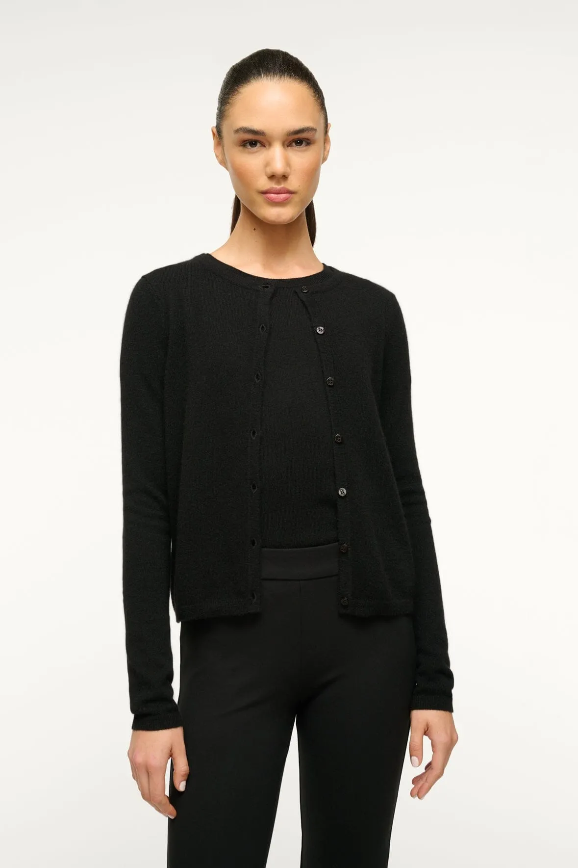 MIDNIGHT CASHMERE CARDIGAN | BLACK sold by STAUD product image thumbnail 4