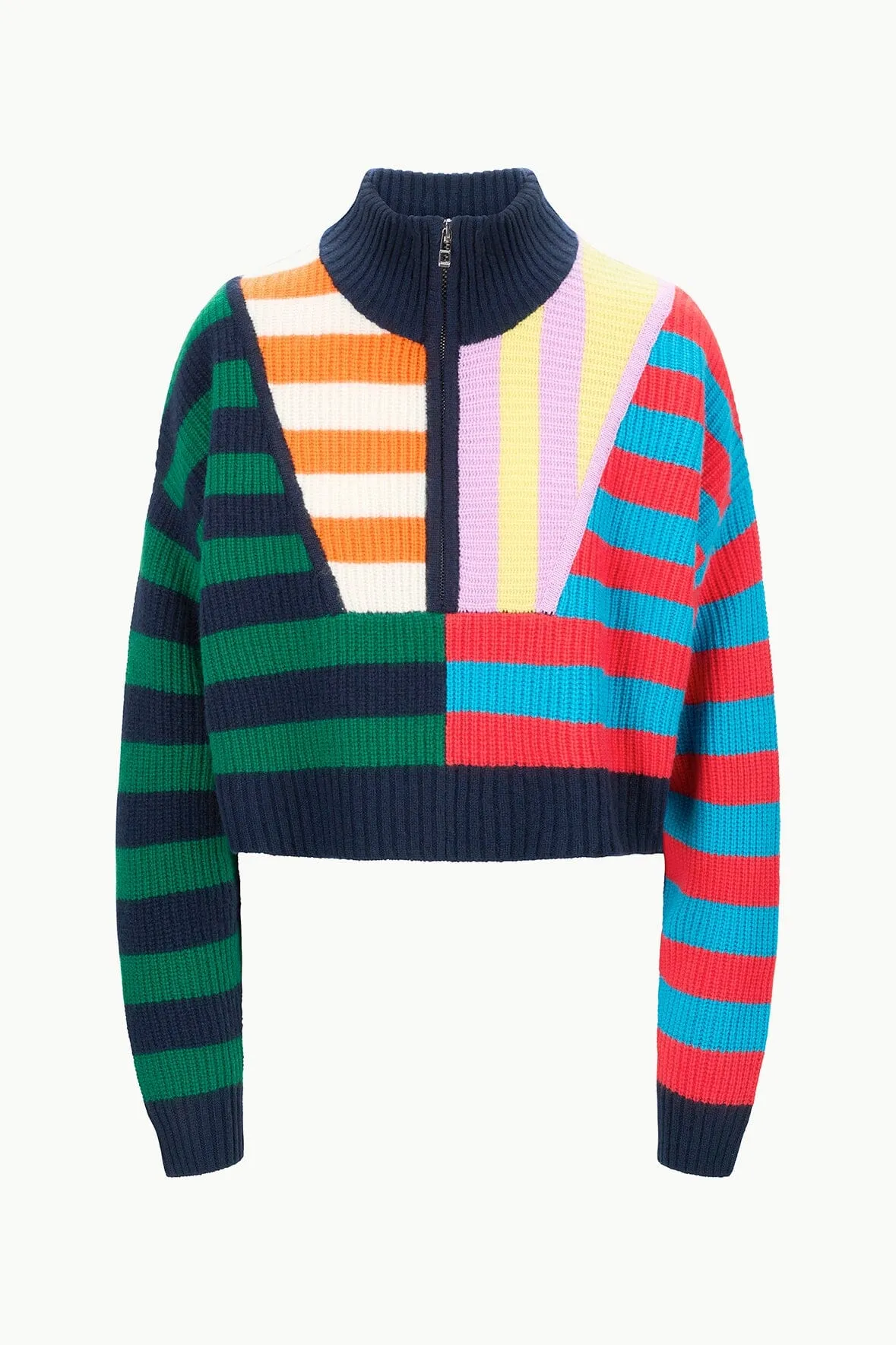 CASHMERE CROPPED HAMPTON SWEATER | CABANA STRIPE MULTI sold by STAUD product image thumbnail 4