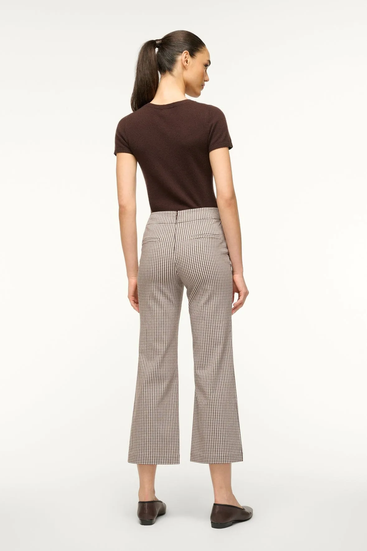 KNACK PANT | DARK CHOCOLATE MICRO CHECK sold by STAUD product image thumbnail 3