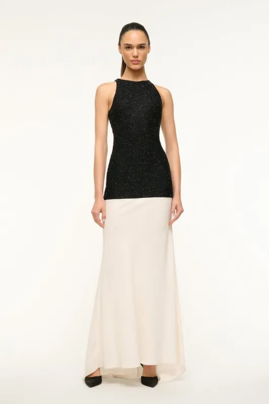 GABRIELLE DRESS | BLACK IVORY sold by STAUD