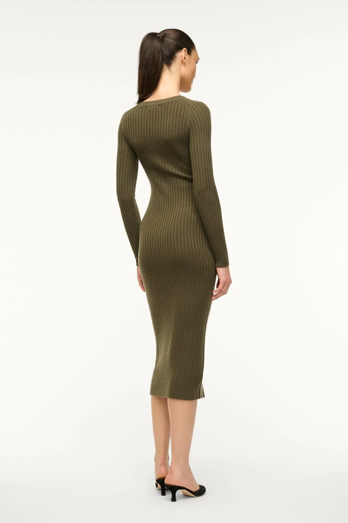 SHOKO CASHMERE SWEATER | DARK OLIVE sold by STAUD product image thumbnail 4