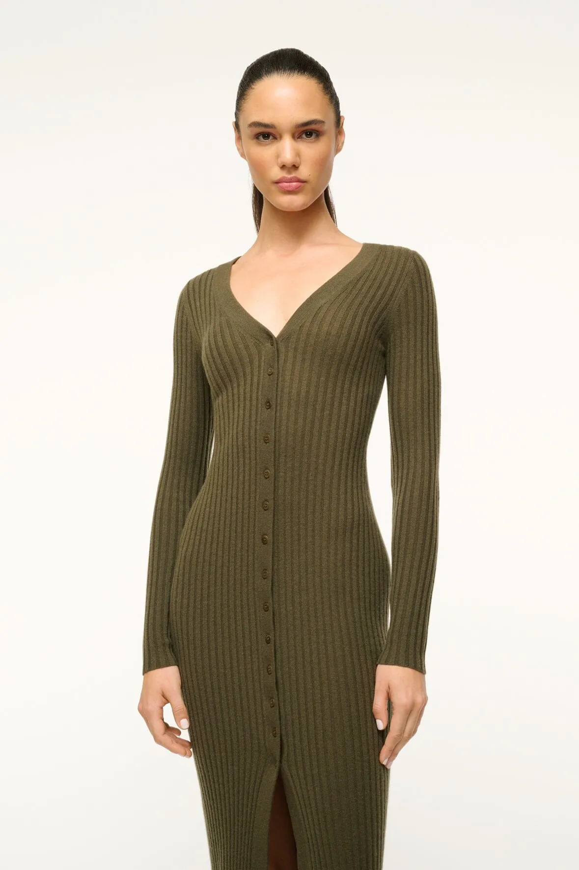 SHOKO CASHMERE SWEATER | DARK OLIVE sold by STAUD product image thumbnail 2