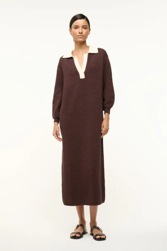 ALTEA DRESS | DARK CHOCOLATE IVORY sold by STAUD