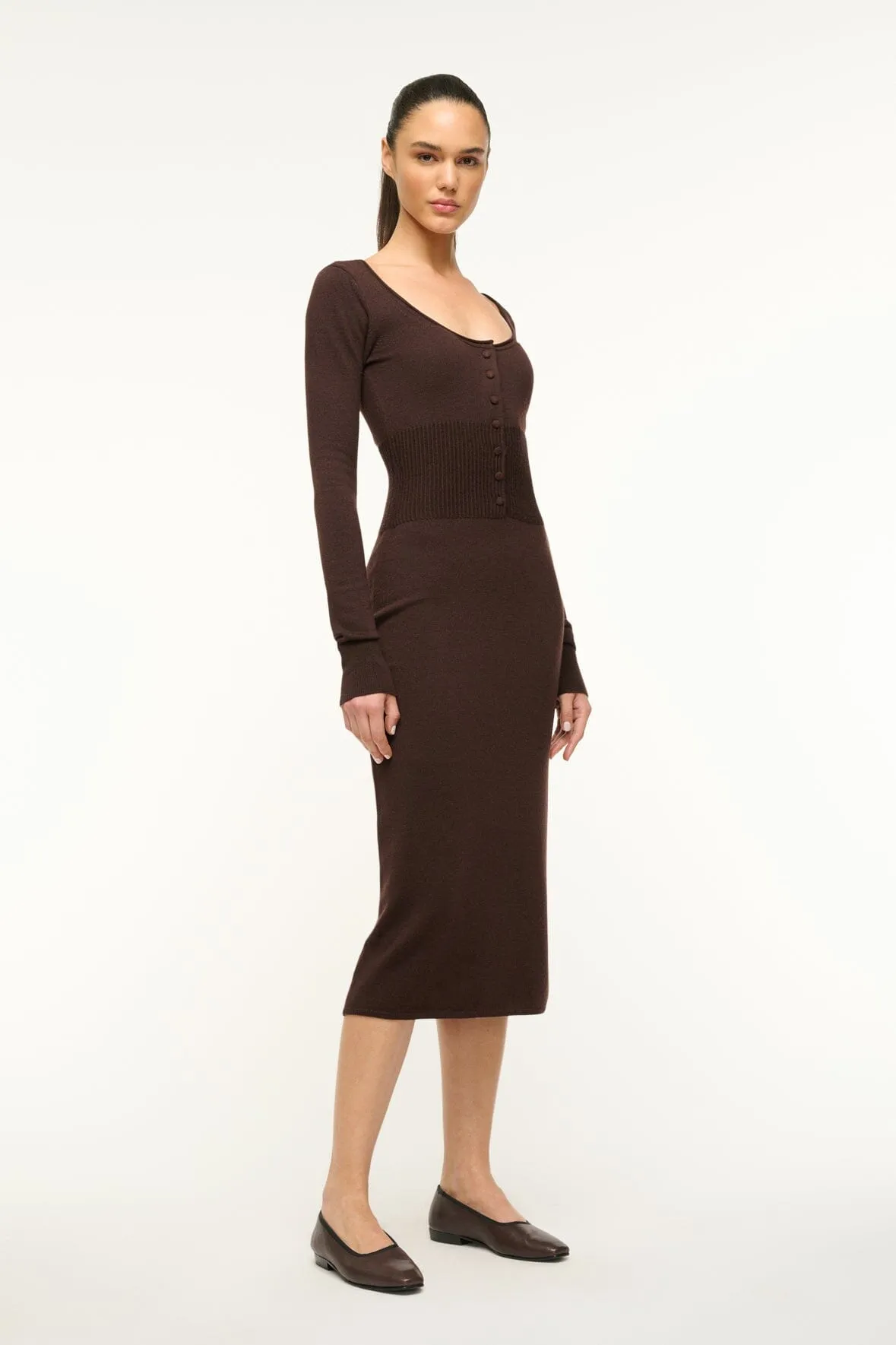 SABRINA DRESS | DARK CHOCOLATE sold by STAUD product image thumbnail 3