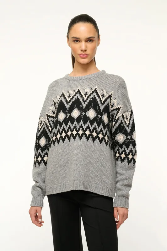 MORITZ SWEATER | HEATHER GREY MULTI FAIRISLE sold by STAUD