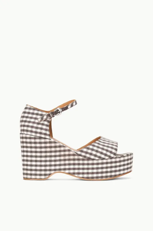 STELLA PLATFORM SANDAL | DARK CHOCOLATE MICRO CHECK sold by STAUD