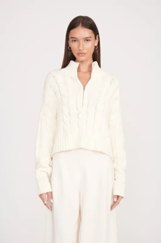 CROPPED HAMPTON SWEATER | IVORY sold by STAUD