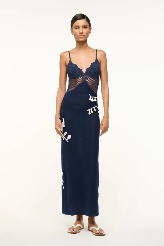 TARA DRESS | NAVY WHITE sold by STAUD