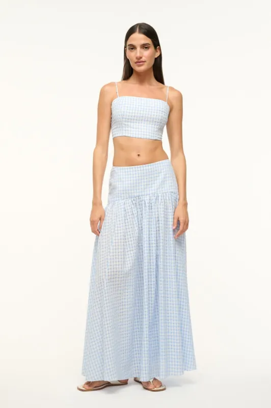PROCIDA COVERUP SKIRT | SKY GINGHAM sold by STAUD