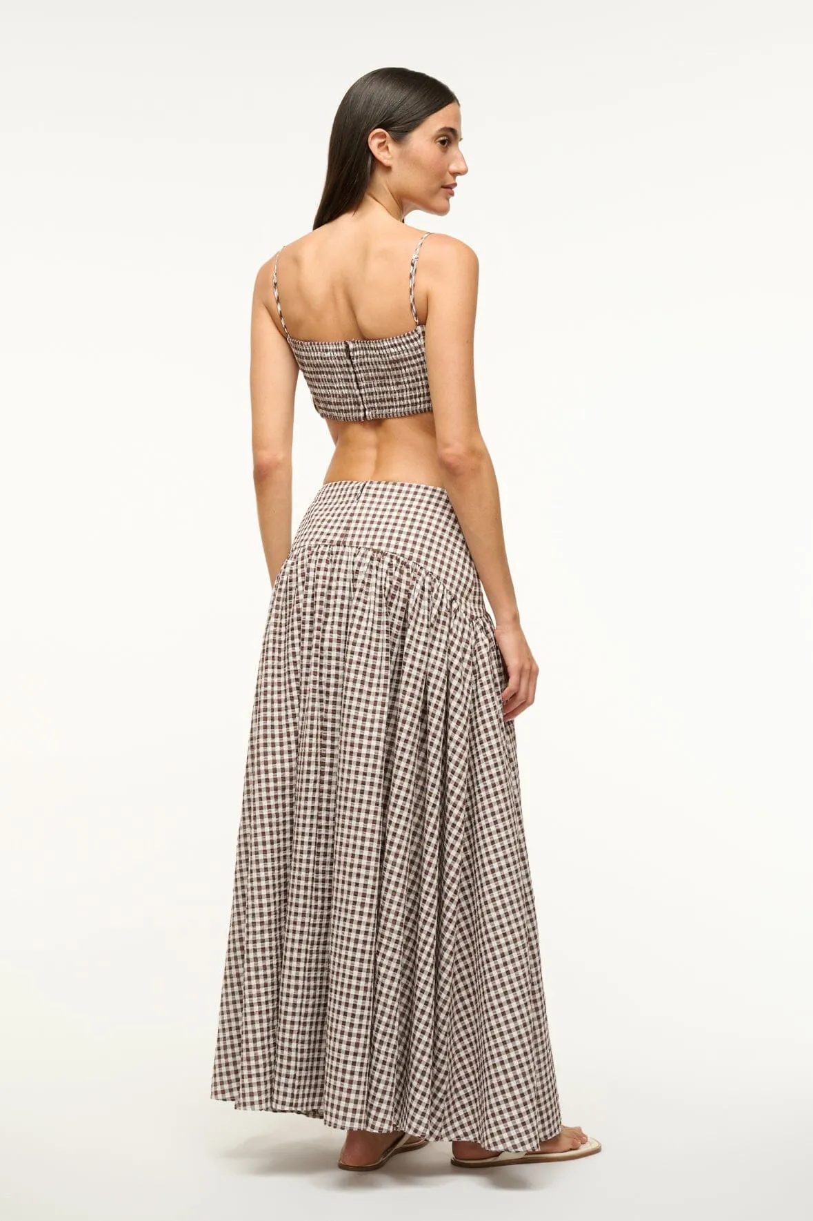 PROCIDA COVERUP SKIRT | DARK CHOCOLATE GINGHAM sold by STAUD product image thumbnail 3