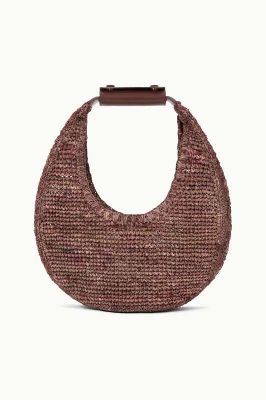 MOON RAFFIA BAG | MAHOGANY sold by STAUD