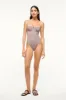 MAEVE ONE PIECE | DARK CHOCOLATE MICRO CHECK sold by STAUD
