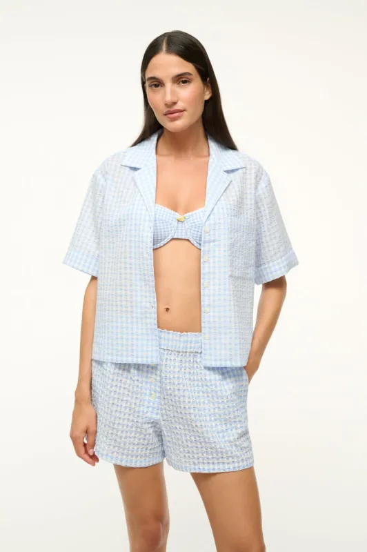 GABI SHIRT | SKY GINGHAM made by STAUD