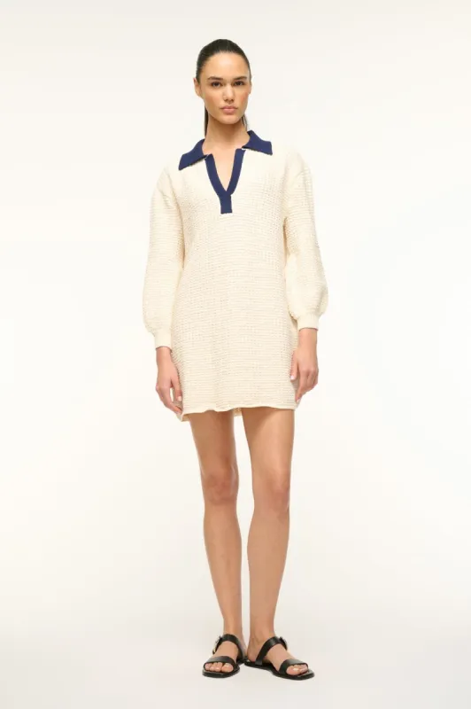 ALTEA MINI DRESS | IVORY NAVY sold by STAUD