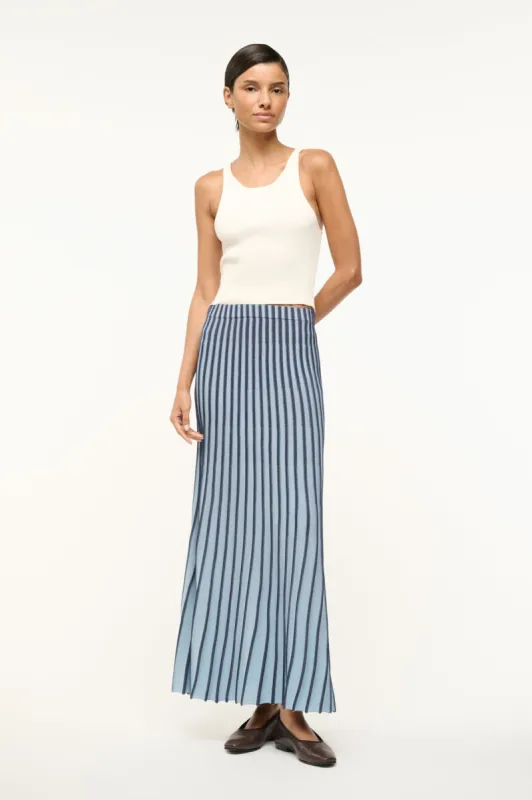 ALEIDA SKIRT | NAVY CLEAR BLUE sold by STAUD