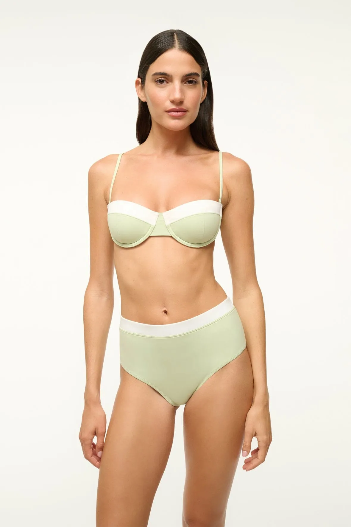 JO BALCONETTE BIKINI TOP | PALE JADE WHITE sold by STAUD