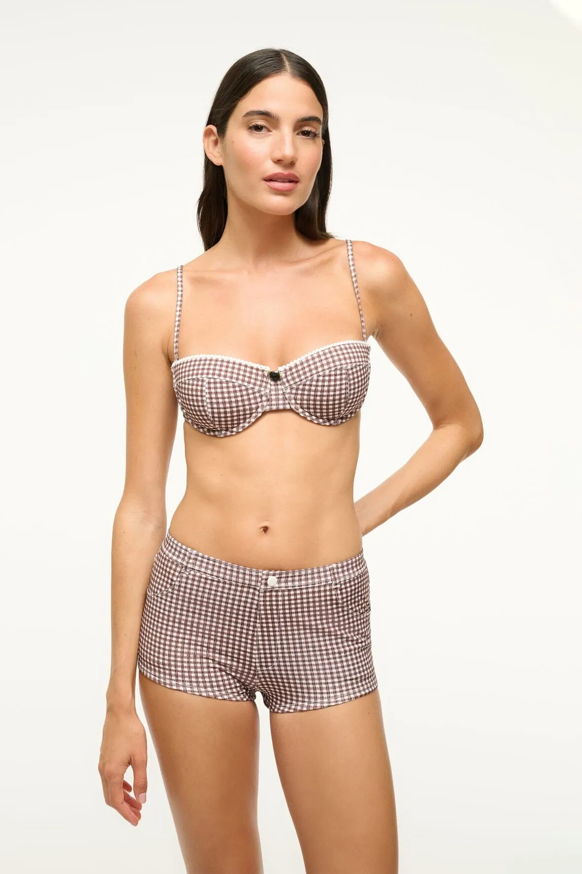 COD BIKINI BOTTOM | DARK CHOCOLATE MICRO CHECK sold by STAUD product image thumbnail 3