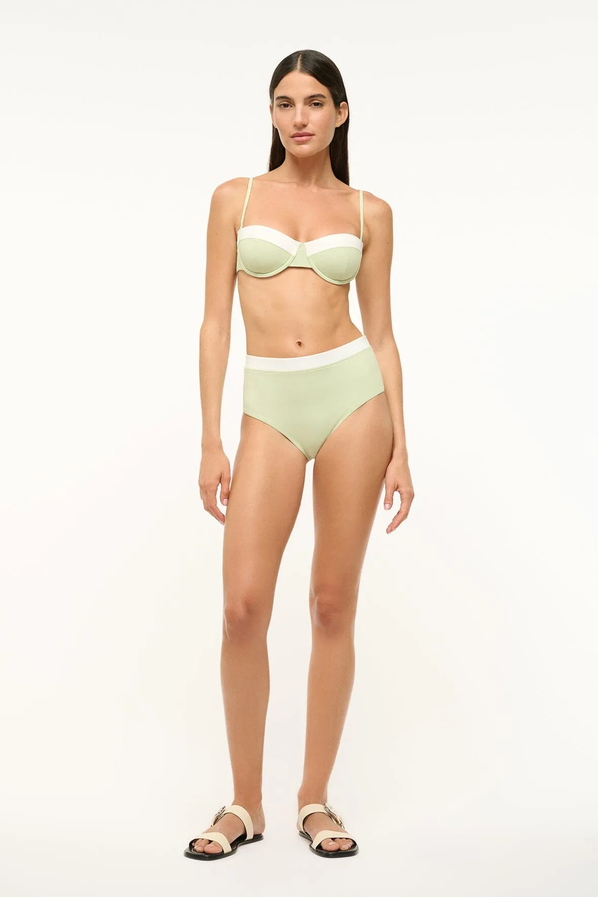 DEVON HIGH RISE BIKINI BOTTOM | PALE JADE WHITE sold by STAUD