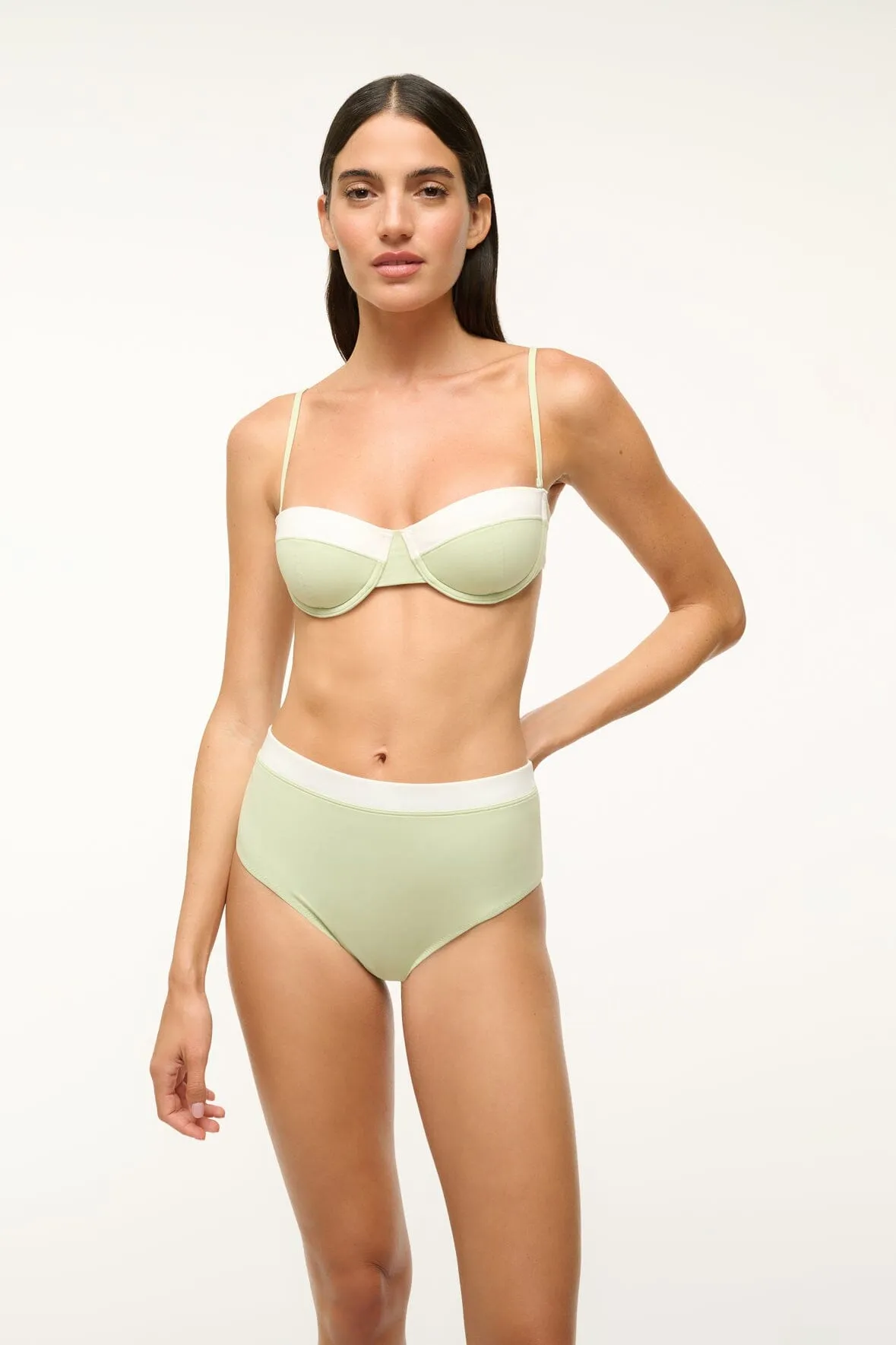 DEVON HIGH RISE BIKINI BOTTOM | PALE JADE WHITE sold by STAUD product image thumbnail 4