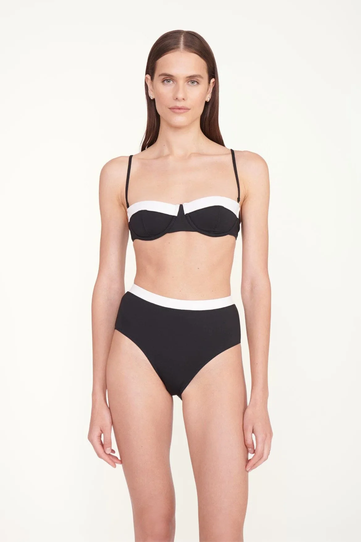 DEVON HIGH RISE BIKINI BOTTOM | BLACK WHITE sold by STAUD product image thumbnail 4