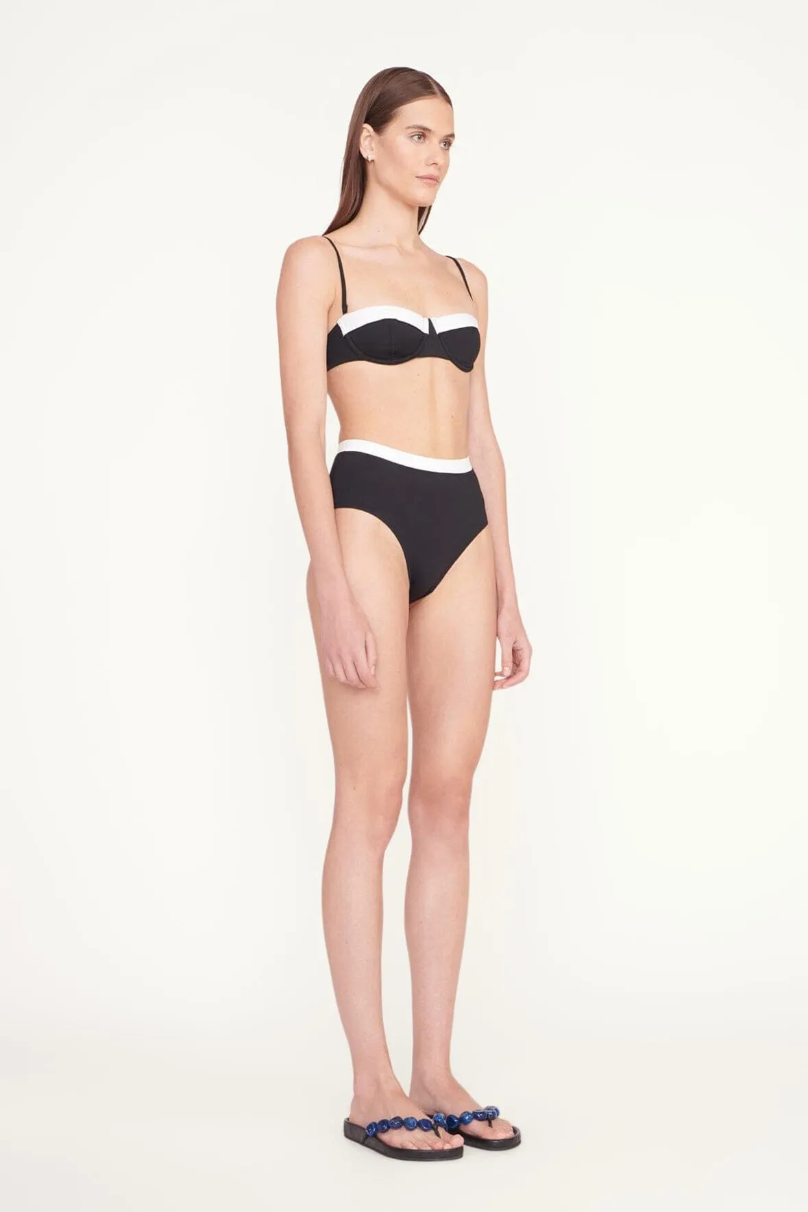 DEVON HIGH RISE BIKINI BOTTOM | BLACK WHITE sold by STAUD product image thumbnail 2