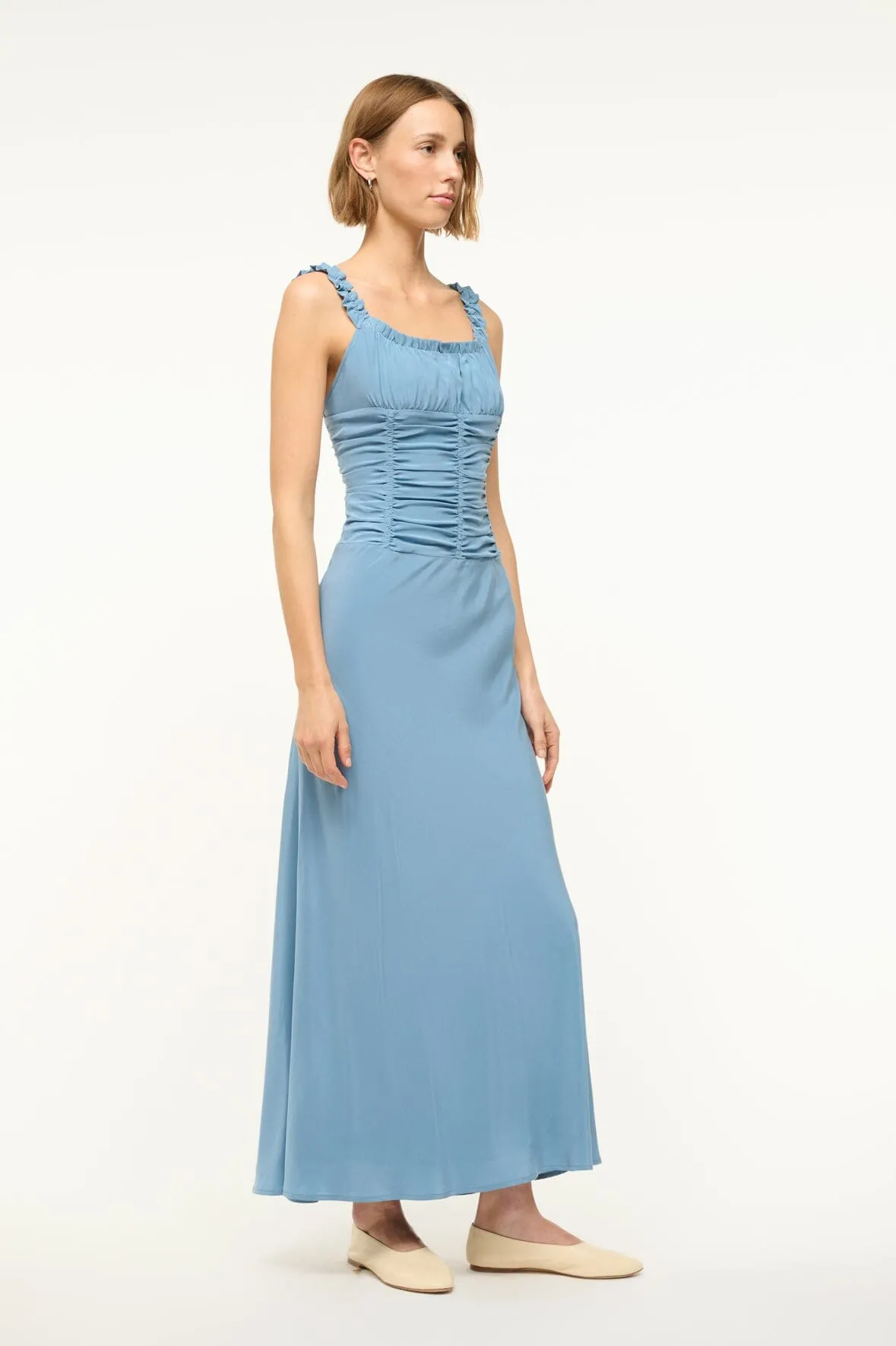 NIC SILK MAXI DRESS | SLATE BLUE sold by STAUD product image thumbnail 4