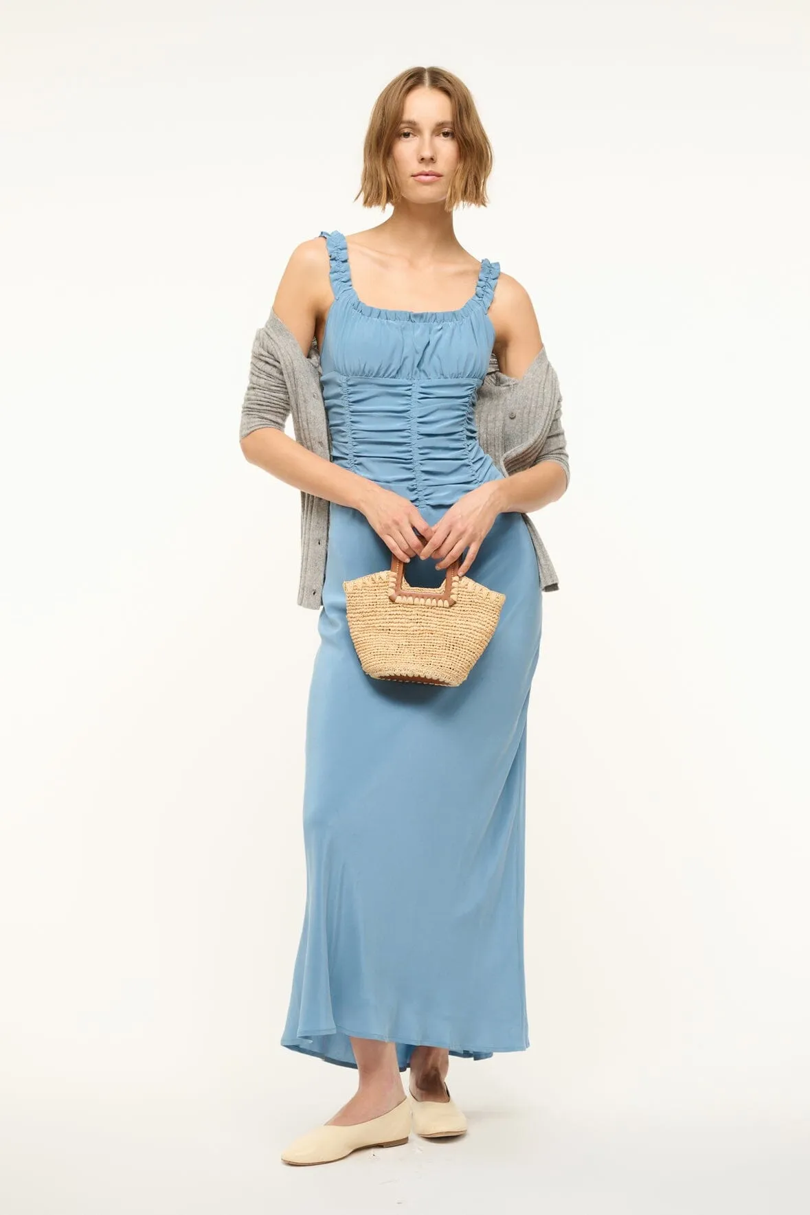 NIC SILK MAXI DRESS | SLATE BLUE sold by STAUD