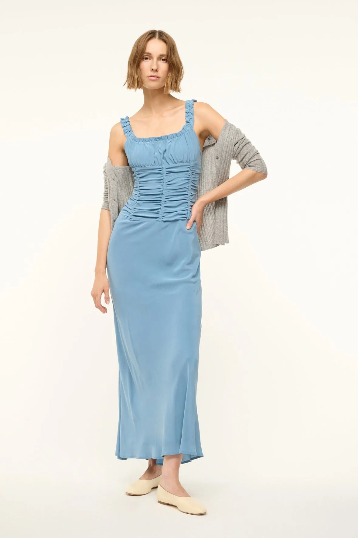 NIC SILK MAXI DRESS | SLATE BLUE sold by STAUD product image thumbnail 2