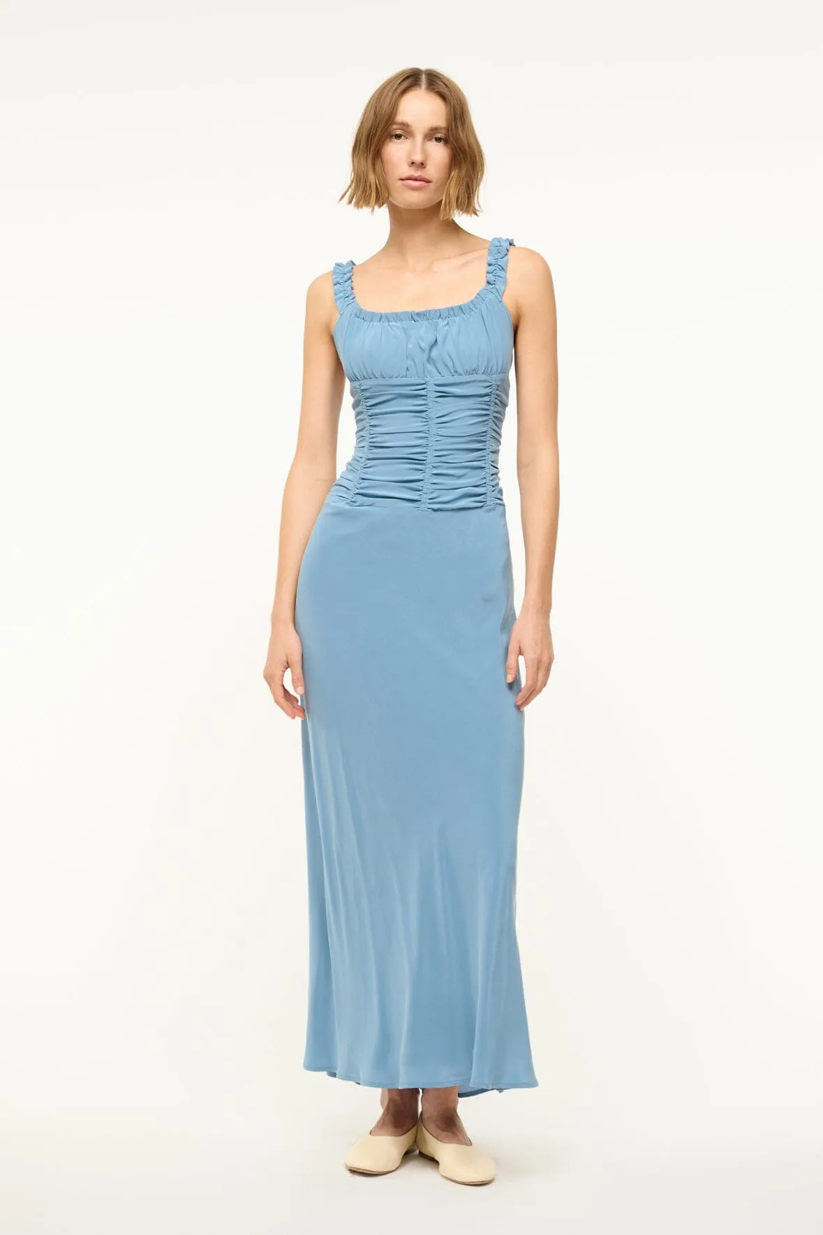 NIC SILK MAXI DRESS | SLATE BLUE sold by STAUD product image thumbnail 3